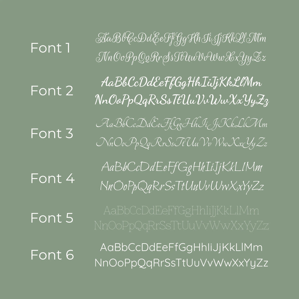 Comparison of six different fonts on a green background