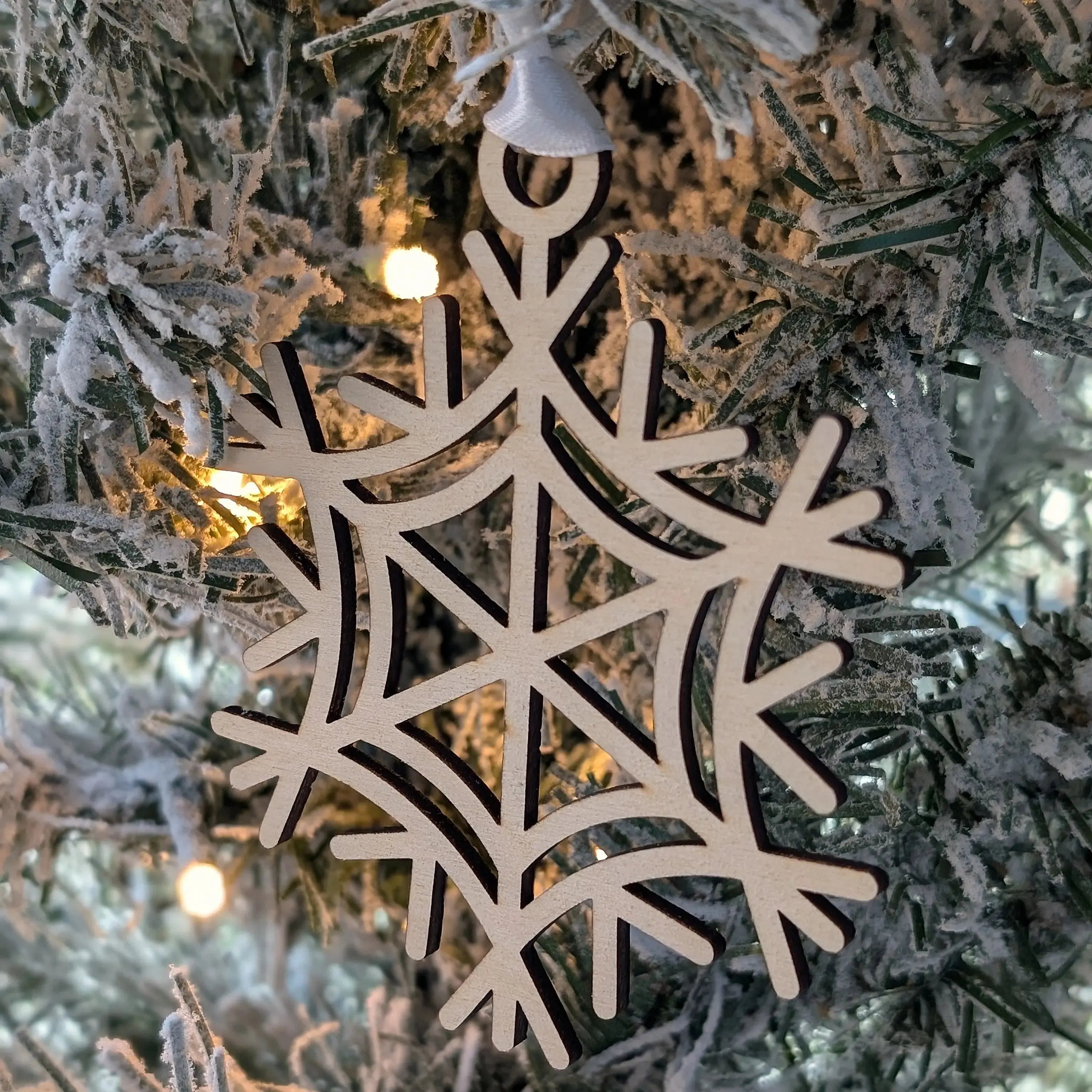 Wooden Snowflake Christmas Baubles - 65mm