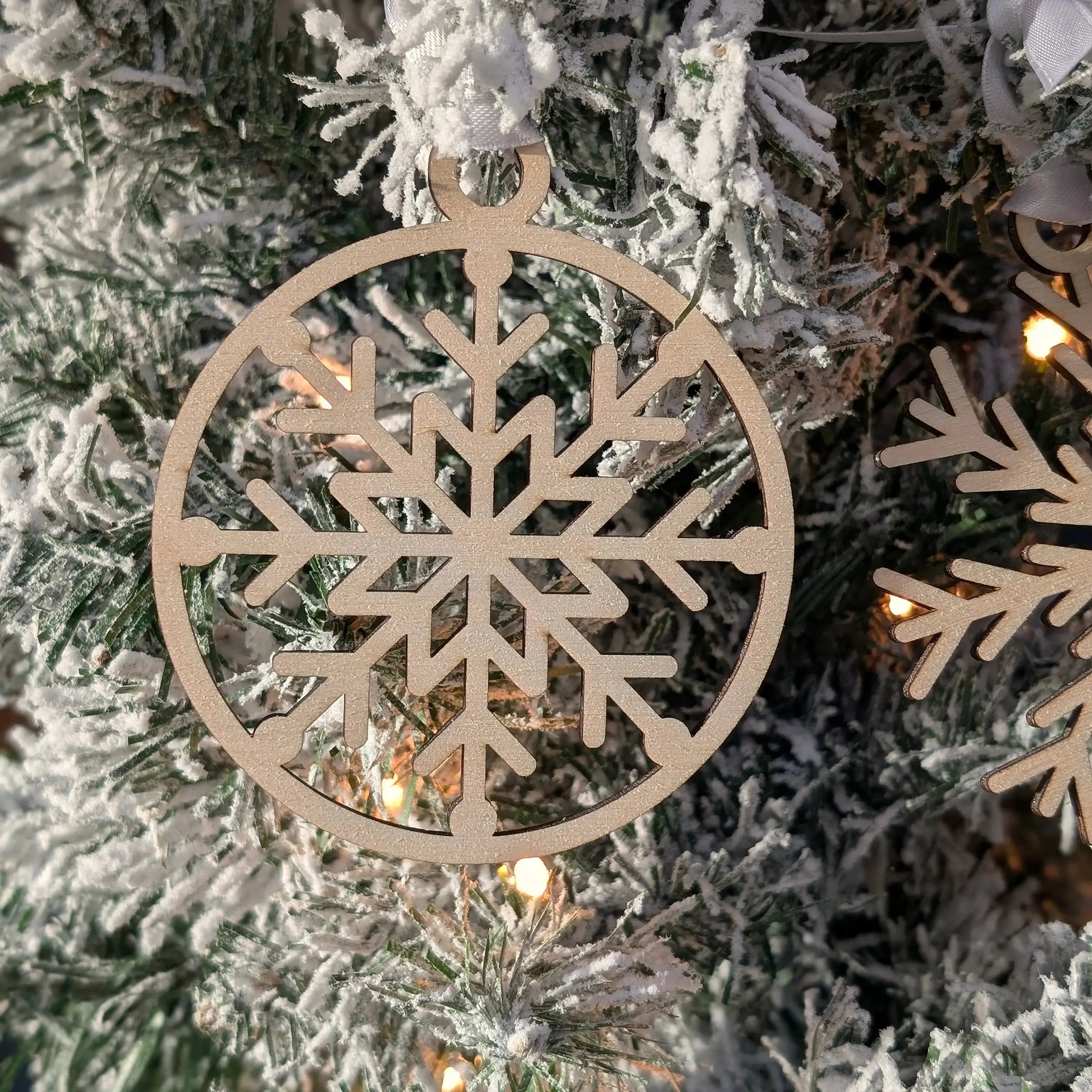 Wooden Snowflake Christmas Baubles - 65mm