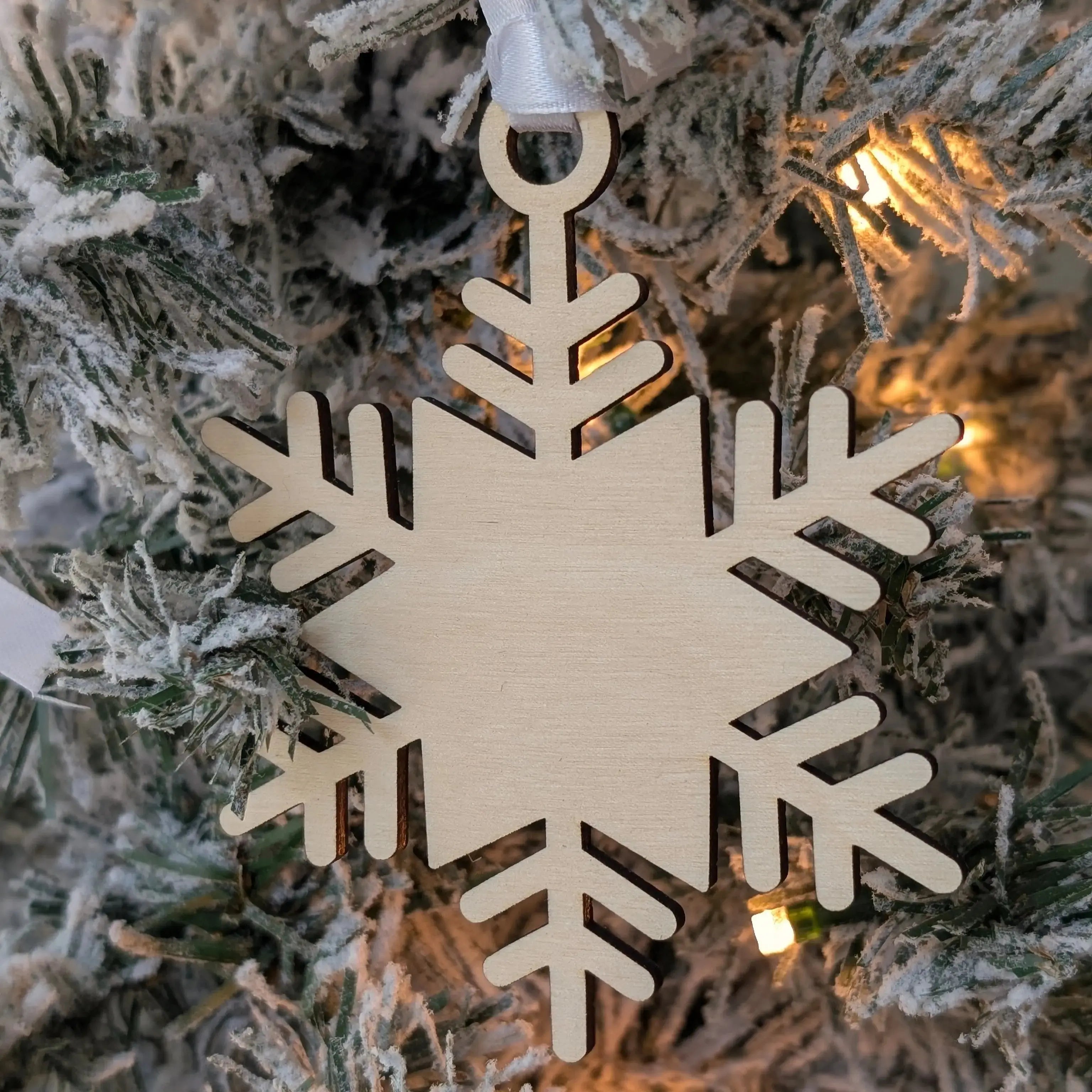 Wooden Snowflake Christmas Baubles - 65mm