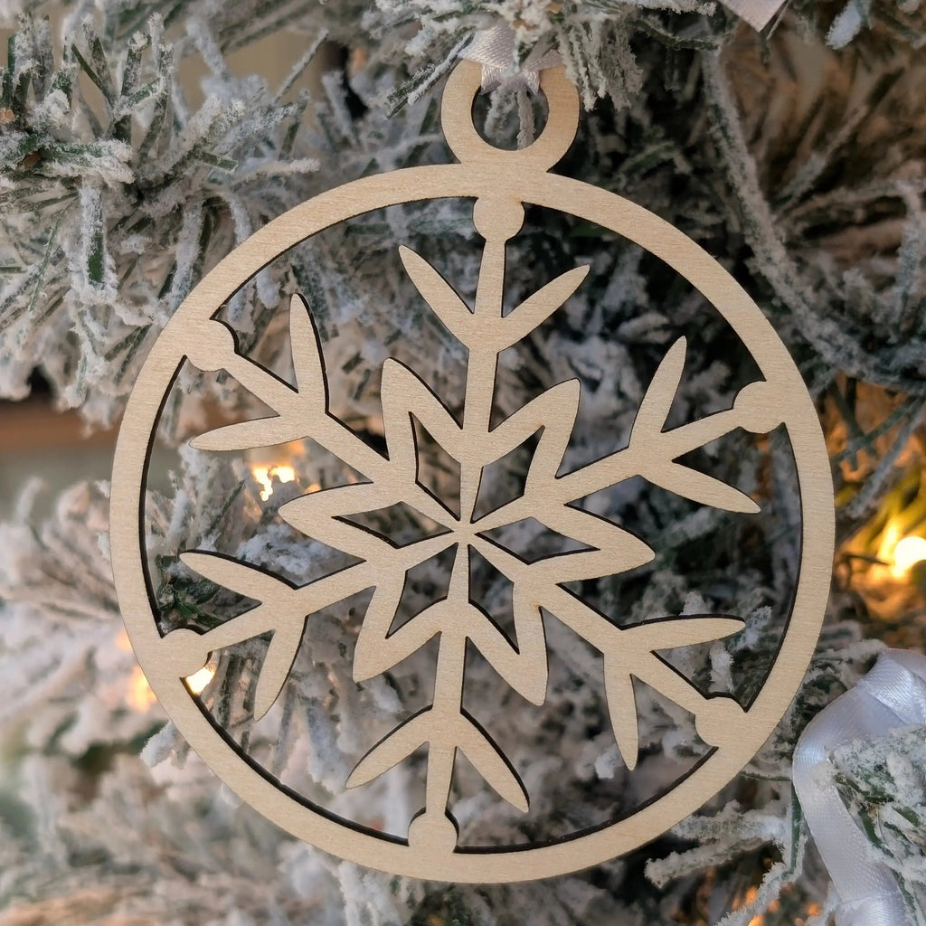 Wooden Snowflake Christmas Baubles - 95mm